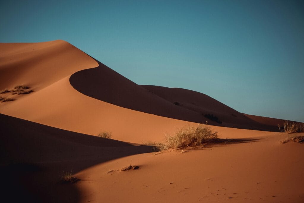 Merzouga, Sand Dunes Under Blue Sky