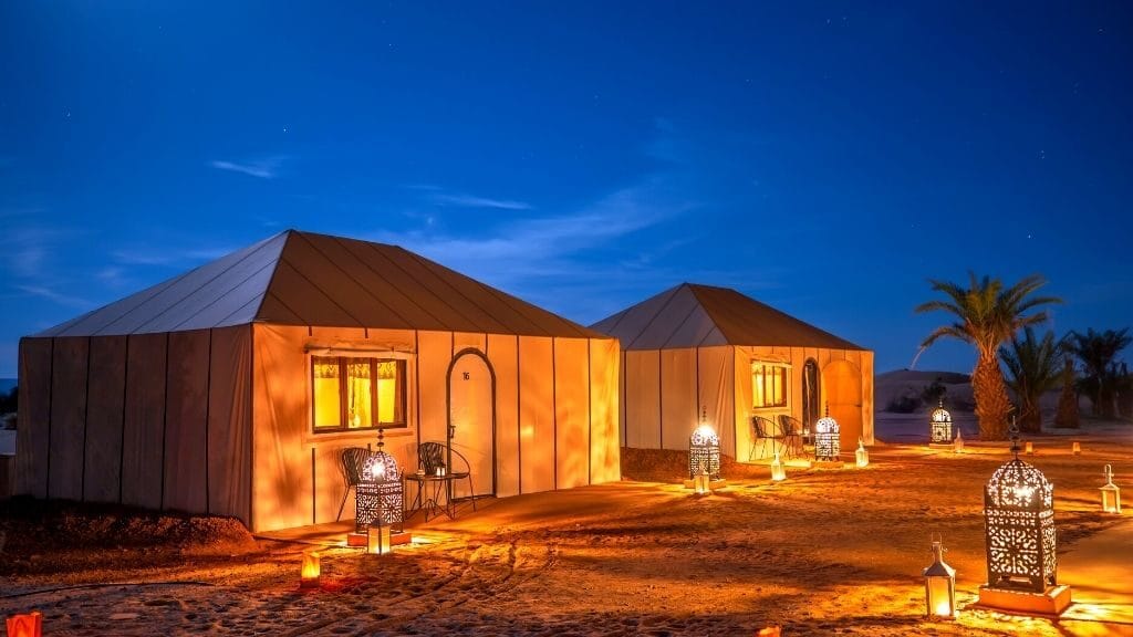 Glamping in the Sahara Desert of Erg Chebbi in the Merzouga Desert is a lifetime experience.
Credits: 24camels Morocco Luxury Tours