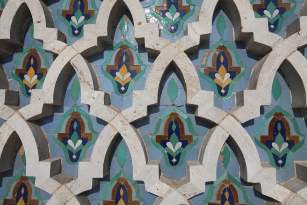 Interior view of Hassan II Mosque prayer hall in Casablanca