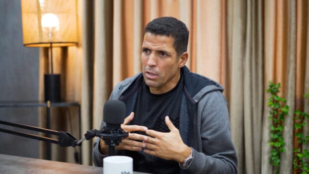 Hussein Ammouta during an interview as Saudi Arabia coaching rumors emerge