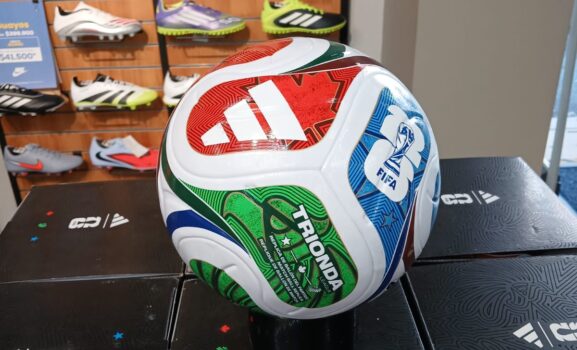 Adidas Trionda official 2026 World Cup ball featuring red, green, and blue panels