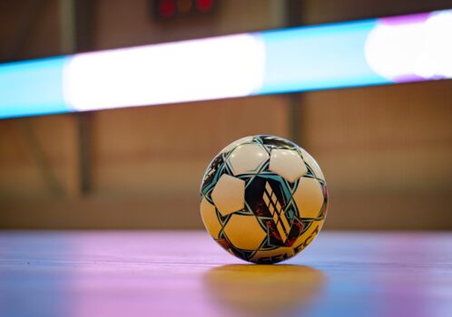 Futssal ball on an indoor court symbolizing the start of the CAF Futsal AFCON 2026 qualification campaign.