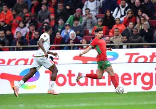 Neil El Aynaoui in action with Morocco, controlling the ball during an international match