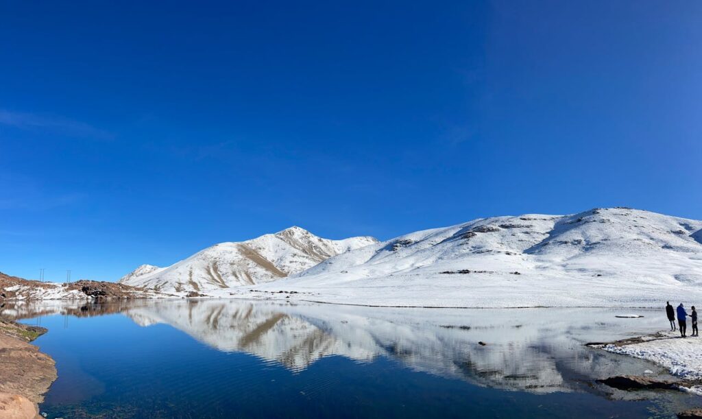 Snow-covered Oukaïmeden plateau in Morocco’s Atlas Mountains during winter