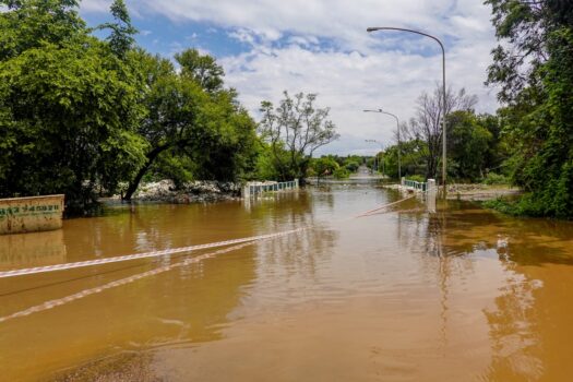 Flooded road in Ksar El Kebir following severe rainfall in northern Morocco