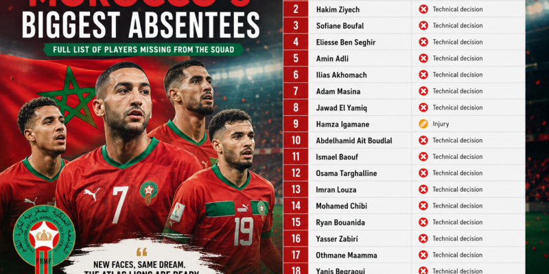 Full List of Morocco’s Biggest Absentees From the FIFA World Cup 2026 Squad